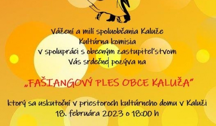 Aktuality / Pozvánka na FAŠIANGOVÝ PLES OBCE KALUŽA - foto